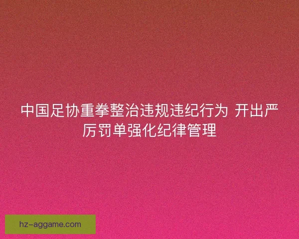 中国足协重拳整治违规违纪行为 开出严厉罚单强化纪律管理